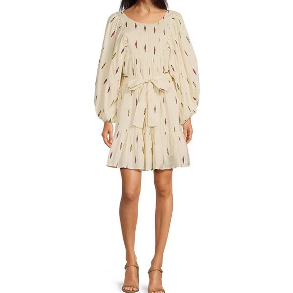 Elegant Cream Dress with Multicolor Accents